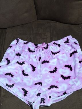 Pink Bat Print Cozy Lounge Shorts
